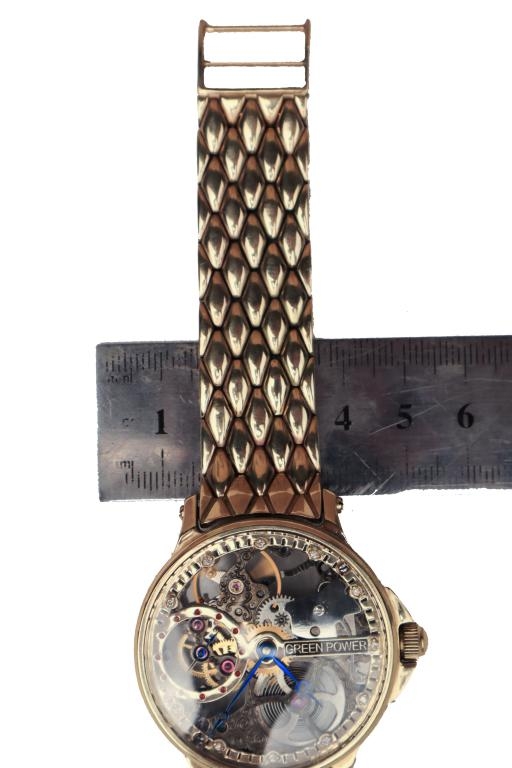 Золотые часы инкрустированные бриллиантами Green Power 